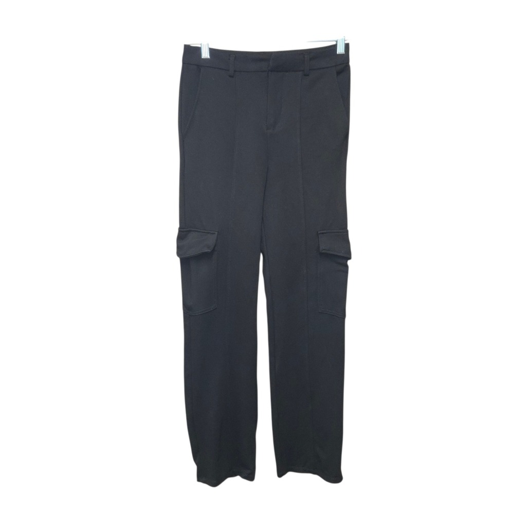 Hunter & Brown Cargo Pants Women S Black High Rise Ponte Knit Utility Streetwear